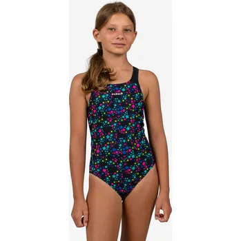 Dívčí plavky DECATHLON Dívčí plavky jednodílné 500 Kamyleon Sky 8 LET ZELENÁ|ČERNÁ|ŽLUTÁ