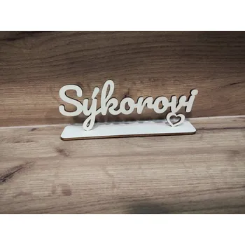 Jmenovka na stůl Příjmení na podstavci Žlutá šířka 20 cm