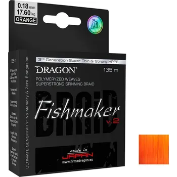 Šňůra DRAGON Fishmaker v.2 Orange 135m *: Šňůra DRAGON Fishmaker v.2 Orange 135m 0,10mm 7,95kg