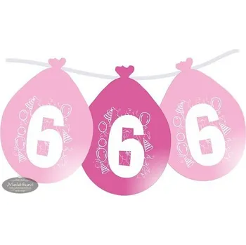 Balónek Balonky narozeniny číslo 6, visící 5ks růžové