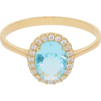 Přívěsek Zlatý prsten se světle modrým a čirými zirkony