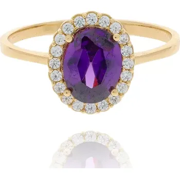 Přívěsek Zlatý prsten s fialovým a čirými zirkony