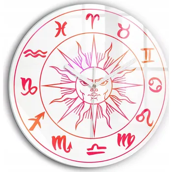 Hodiny Moderní skleněné nástěnné hodiny Barevná znamení zvěrokruhu XXL kulatý průměr 60 cm