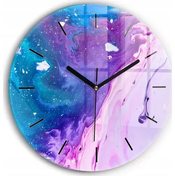 Hodiny Moderní skleněné foto hodiny na zeď tichý mechanismus Barevné pozadí průměr 30 cm