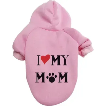 Obleček pro psa Jarní/podzimní obleček pro pejsky - "I love mom" s kapucí Barva: Růžová, Velikost: S