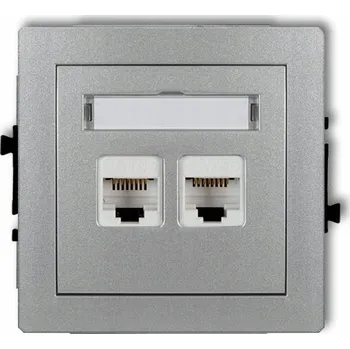 Elektrická zásuvka KARLIK DECO Dvojitá počítačová zásuvka stříbrná 7DGK-2