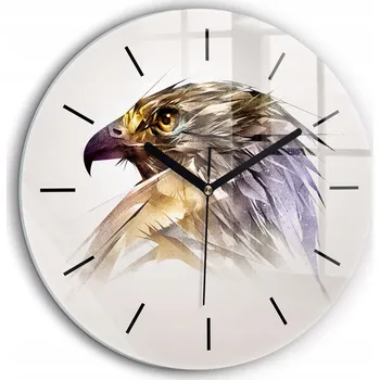 Hodiny Skleněné foto hodiny na zeď Dravý pták kulatý černé ručičky průměr 60 cm