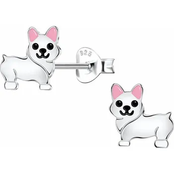 Náušnice Stříbrné náušnice Pejsek Corgi 8 x 8 mm, 0,47 g