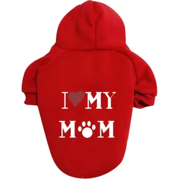 Obleček pro psa Jarní/podzimní obleček pro pejsky - "I love mom" s kapucí Barva: Červená, Velikost: S