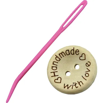 Pro Háčkování Jehla plastová 7 cm a přírodní kulatý knoflík 25mm