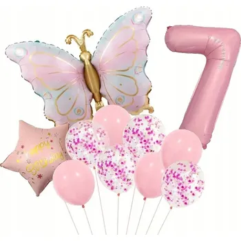 Balónek BALÓNKY Sada balónků MOTÝL hvězdička ČÍSLICE 7. narozeninová dekorace HEL 11 Ks