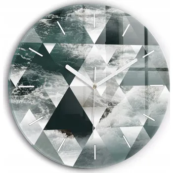 Hodiny Skleněné nástěnné hodiny do obýváku S Potiskem Abstrakce mořské vlny průměr 30 cm