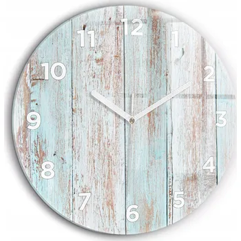 Hodiny Čtvercové Skleněné Hodiny Minimalistické Nástěnné Pastelové dřevo průměr 60 cm