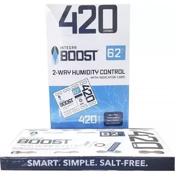 Pohlcovač vlhkosti Integra Boost 420g, 62% vlhkost, 5 ks (Rozlučte se s přesušenou úrodou či plísní. Zapomeňte na obavy z vlhké sušárny a poznejte dokonale vyváženou vlhkost díky Integra Boost. Vaše bylinky si nezaslouží nic jiného! Bezpečné, bez soli a 100% netoxické.)