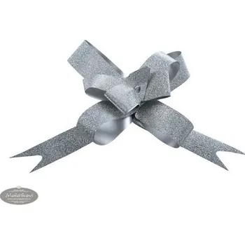 Stuha KASPA Dekorační stahovací stuha - stříbrná glitr - 1 ks