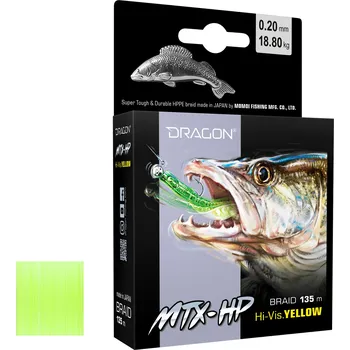 Šňůra DRAGON MTX-HP Hi-Vis Yellow 135m *: Šňůra DRAGON MTX-HP Hi-Vis Yellow 135m 0,08mm 6,70kg