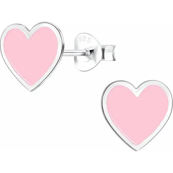 Náušnice Stříbrné náušnice Růžová srdíčka 8 x 8 mm, 0,53 g