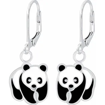 Náušnice Nefertitis Stříbrné náušnice Medvídci Panda 8 x 9 mm, 1,1 g