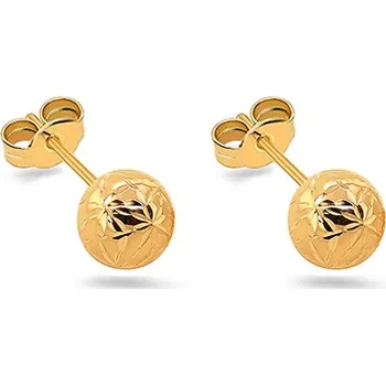 Náušnice Náušnice kuličky ve žlutém zlatě dozdobené gravírem, 14K IZ31563 + dárkové balení LUXUS zdarma