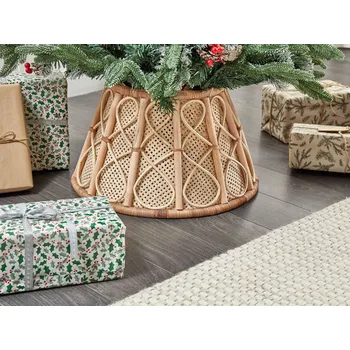 Vánoce Kryt na stojan vánočního stromku přírodní ratan kulatý ručně vyrobený boho styl domácí doplňky vánoce Beliani