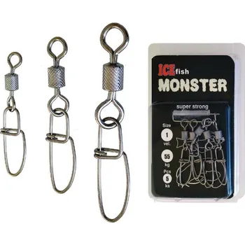 Karabinka s obratlíkem Ice Fish MONSTER *: Karabinka s obratlíkem Ice Fish MONSTER 4/0 - 120kg (3pcs)