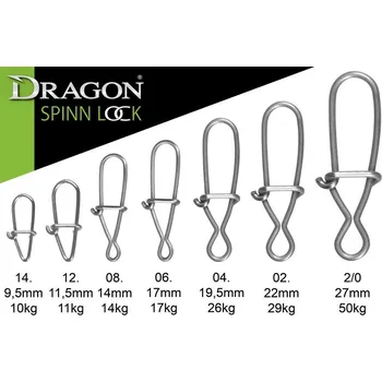 Karabinka DRAGON Spinn Lock 10ks *: Karabinka DRAGON Spinn Lock 10pcs 12. 11kg