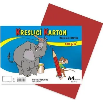 Barevný papír Kreslicí karton barevný A4/50/180g - červená, STEPA