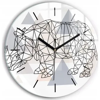 Hodiny Minimalistické Skleněné Nástěnné Hodiny s Geometrickým Vzorem fi30 cm