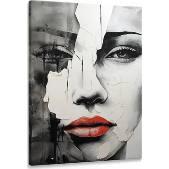 Obraz Obraz do Ložnice Moderní PORTRET Ženy Červené Rty Beton 20x30