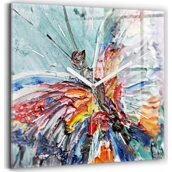 Hodiny Skleněné nástěnné hodiny tiché ručičky Obývací pokoj Fragment olejomalby 30x30