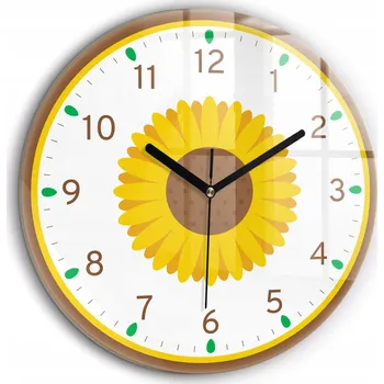 Hodiny Moderní skleněné hodiny s grafikou na zeď Květ slunečnice průměr 60 cm