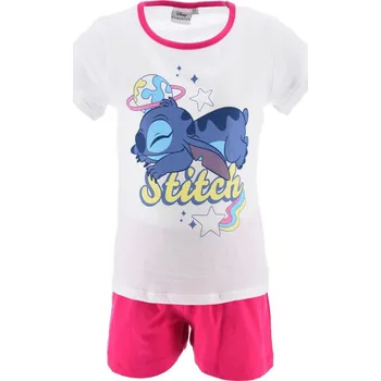 Dívčí pyžamo Bílo-růžové dětské krátké pyžamo Disney Stitch Velikost: 116