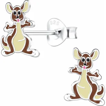 Náušnice Stříbrné náušnice Veselý klokan 6 x 9 mm, 0,49 g