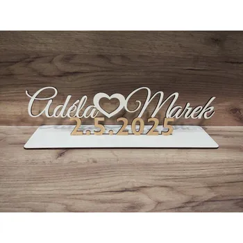 Jmenovka na stůl Jmenovka s datumem a jmény