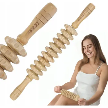 Masážní přístroj Masážní Přístroj dřevěný 4FIZJO proti celulitidě, profilovaný, hnědý