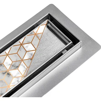 Odvodňovací žlab BPS-koupelny Lineární sprchový odtokový žlab 2v1 DL01 FIX HYD-2651 50 cm, satén