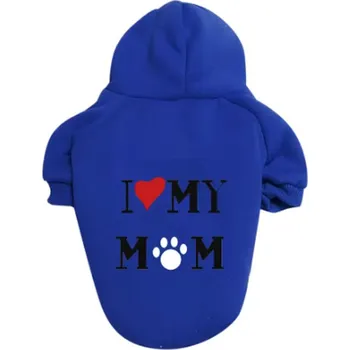 Obleček pro psa Jarní/podzimní obleček pro pejsky - "I love mom" s kapucí Barva: modrá, Velikost: S