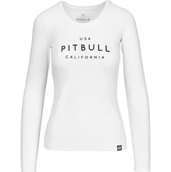 Dámské tričko PitBull West Coast - dámské L.S. triko slim fit USA CAL bílé L