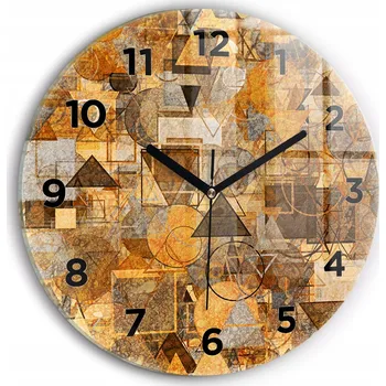 Hodiny Moderní skleněné foto hodiny na zeď Geometrické tvary kulatý průměr 30 cm
