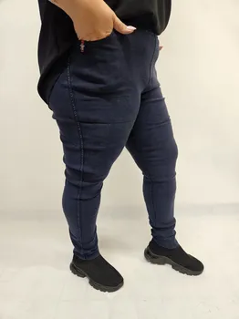 Dámské kalhoty Kalhoty pružné - jegginy včelka Barva: Tm.modrá, Velikost: 5XL
