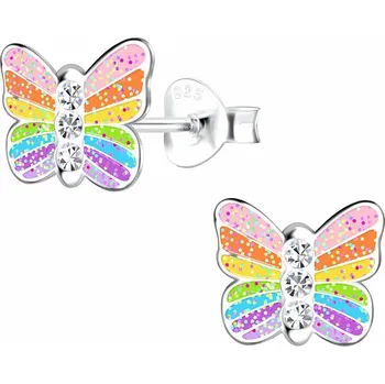 Náušnice Stříbrné náušnice Duhový motýl 8 x 7 mm, 0,59 g
