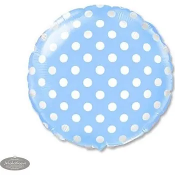 Balónek FLEXMETAL Balón foliový Kulatý modrý s bílými puntíky 45 cm