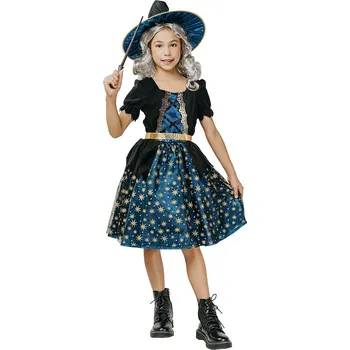 Karnevalový kostým GoDan Kostým Nadpozemská čarodějka (šaty, klobouk, pásek)120/130 cm