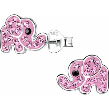 Náušnice Stříbrné náušnice Růžový slon 8 x 10 mm, 0,71 g