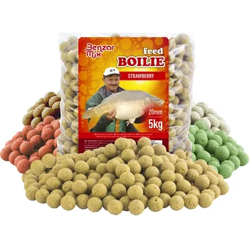Nástraha Boilies Benzar Mix Feed 20mm 5kg *: Boilies Benzar Mix Feed 20mm 5kg - Ryba hnědá