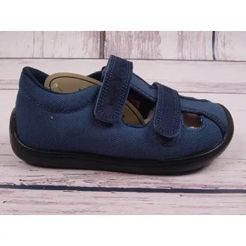 Chlapecké sandály Bačkůrky sandály plátěnky 3F 3BE25/6 bar3foot super flexi tmavě modré barefoot, suchý zip velikost: 25