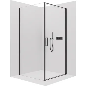 CERANO - Sprchový kout Porte L/P - 8 mm - černá matná, transparentní sklo - 100x80x195 cm - otočný