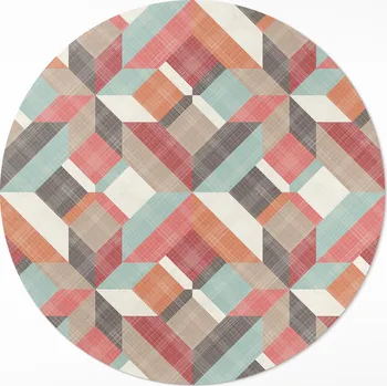 Koberec Kulatý vinylový Koberec do bytu. Rozměry: ⌀ 120 cm. Obnošený geometrický vzor.