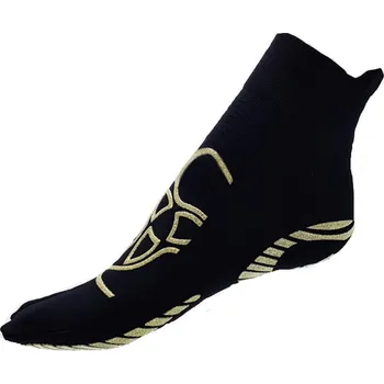 Pánské ponožky R-EVENGE Technické protiskluzové ponožky Pilates 1finger Fitness pro dospělé, černo-zlaté 38/41 ČERNÁ|ŽLUTÁ