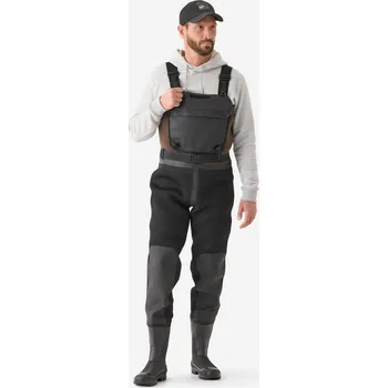 Rybářské oblečení CAPERLAN Rybářské a lovecké neoprenové brodicí kalhoty 900 Thermo 4 mm 43/44 XL KAŠTANOVÁ|ČERNÁ